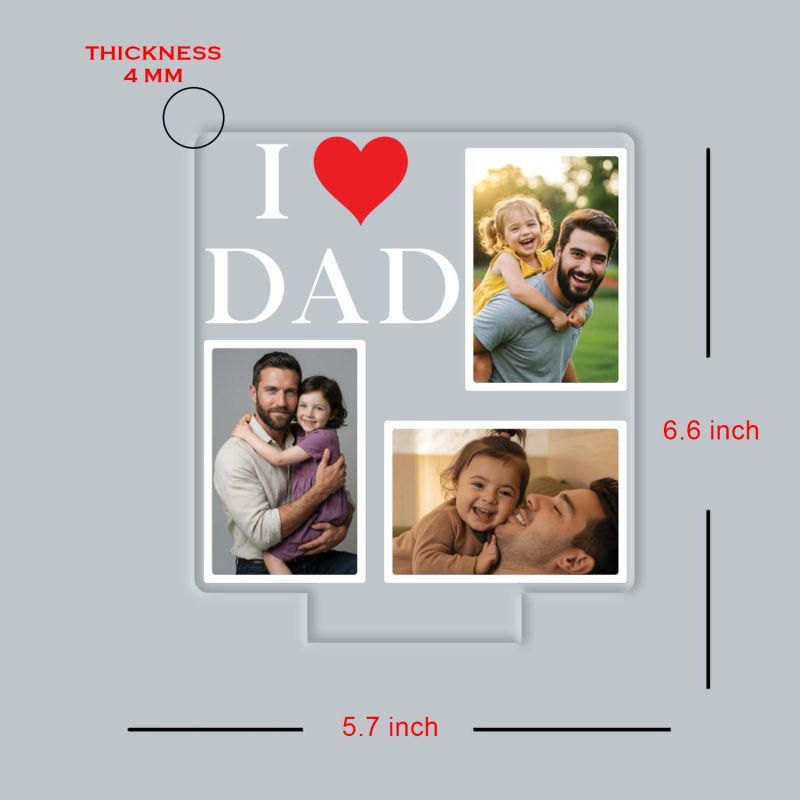Personalized I Love Dad UV Print Photo Multicolor LED Lamp Fathers Day Gift Light
